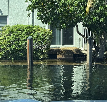 Dock submerged in water